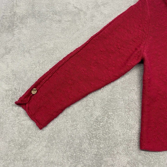 Habitat Womens Sweater Red Large Lagenlook Pullover Button Knit Boxy Casual Top - Picture 5 of 13